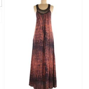 RACHEL Rachel Roy Crochet Maxi Dress Navy Orange Tie Dye Medium
